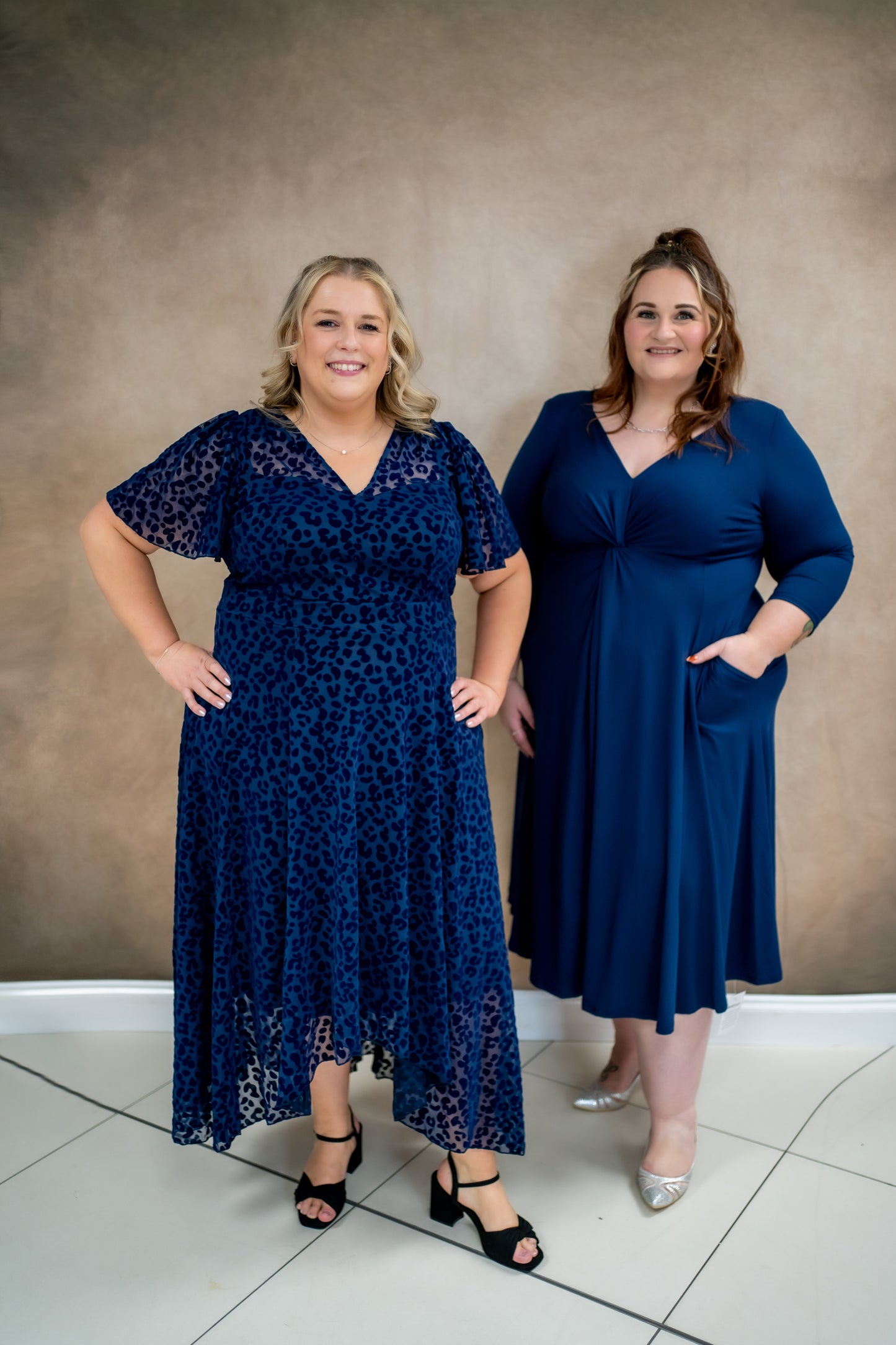 Scarlett & Jo Petite Tilly Navy Cheetah Flock Dress