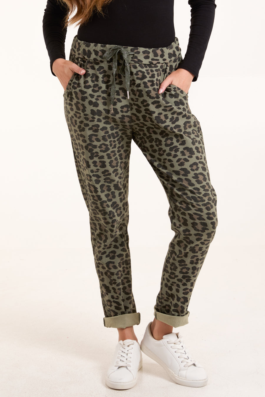 Leopard Print Drawstring Magic Trousers