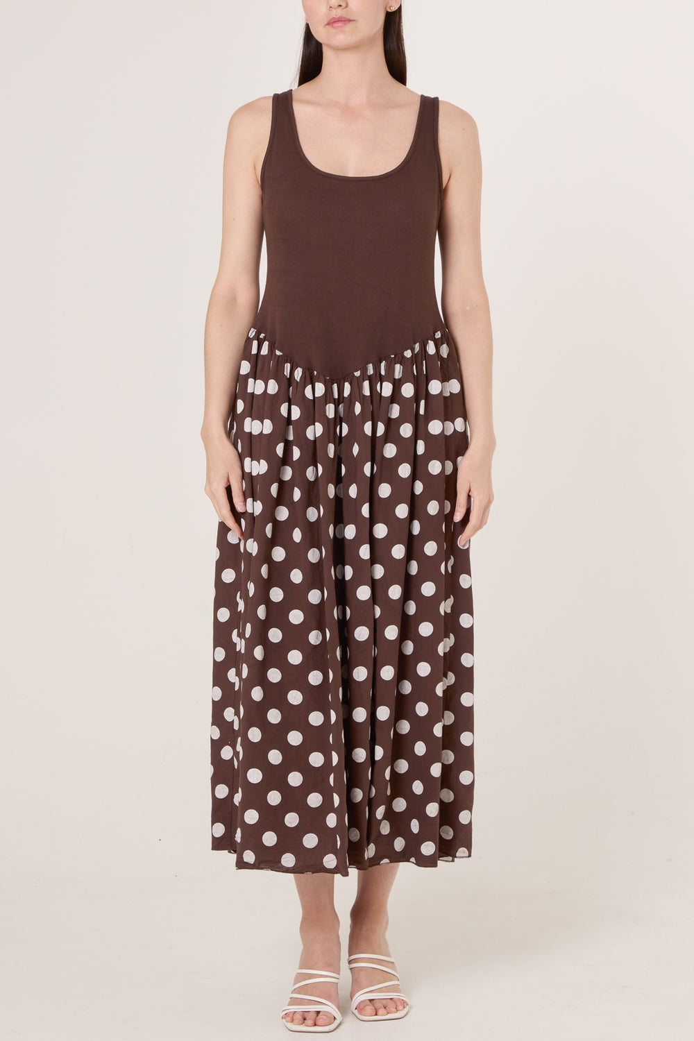 Polka Dot Vest Midi Dress