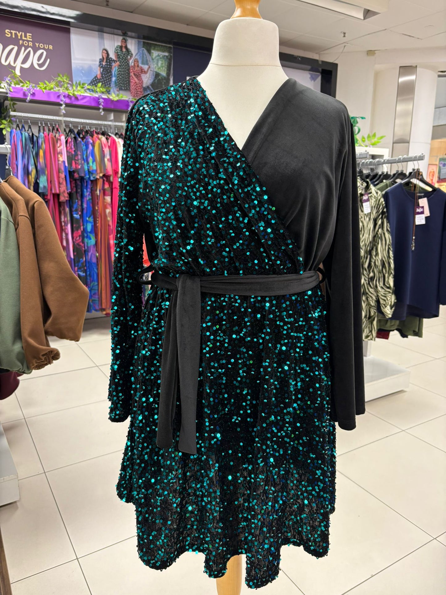 Half Sequin Mini Dress