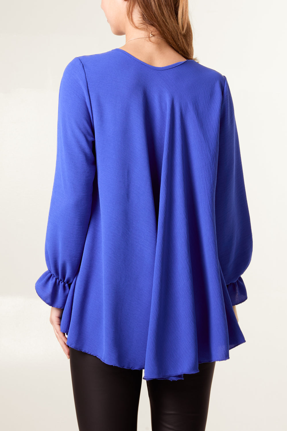 V Neck Bell Sleeve Blouse With Necklace