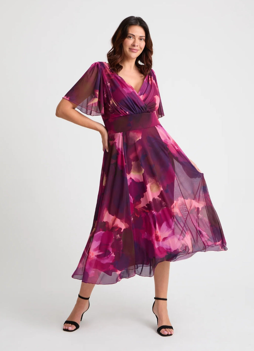 Scarlett & Jo Petite Wine Pink Midi Dress