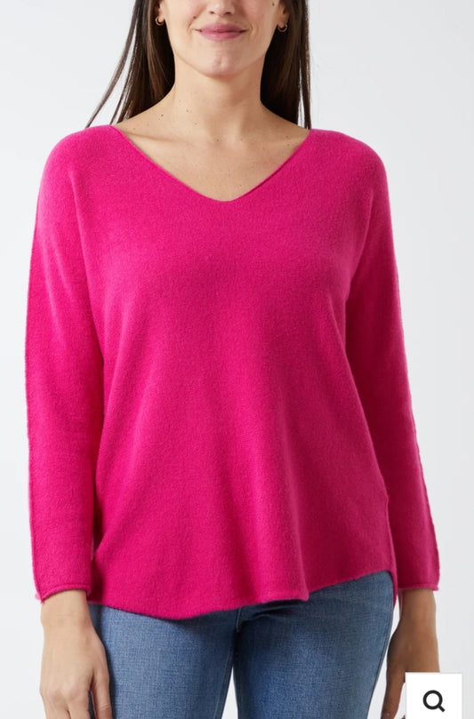 V Neck Raw Edge Jumper