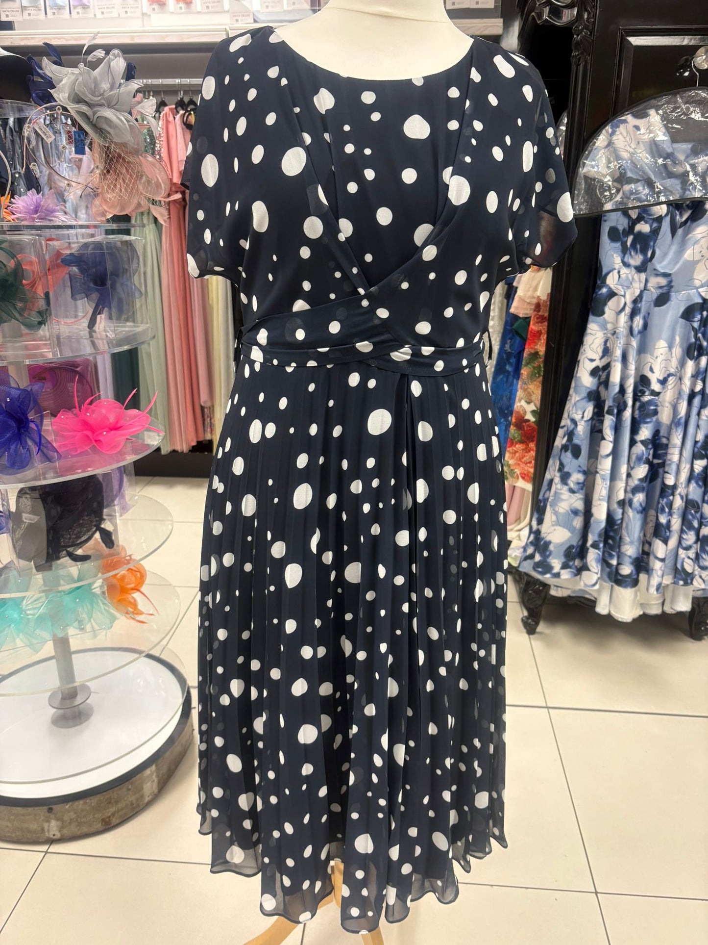 Ella Boo Navy MOB Dress With White Spots