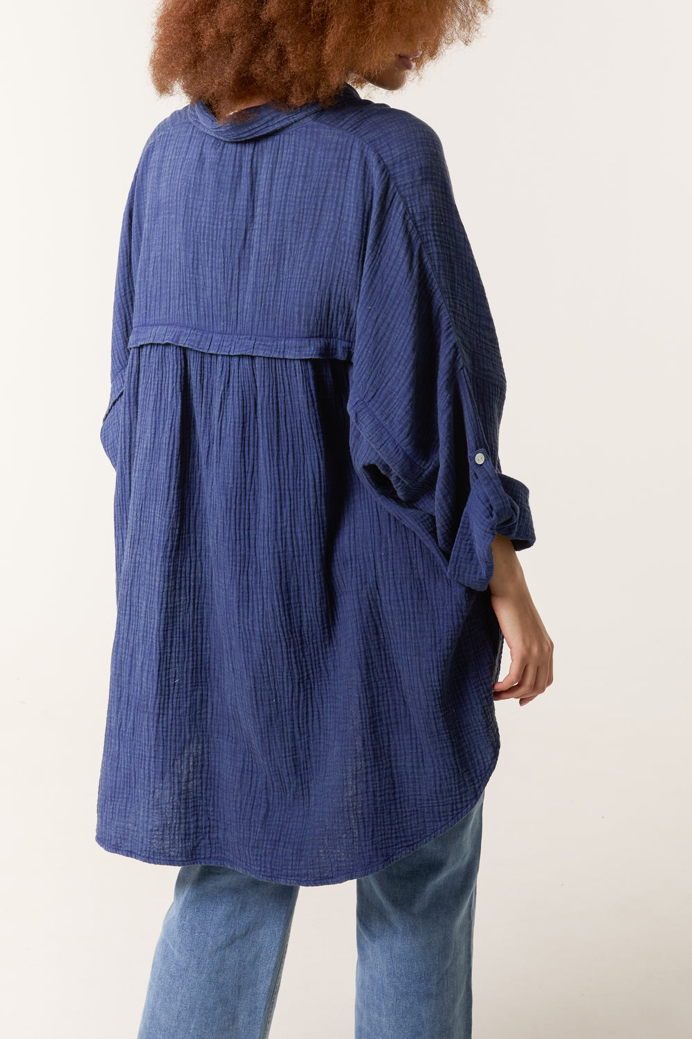Acid Wash Roll Up Sleeve Shirt