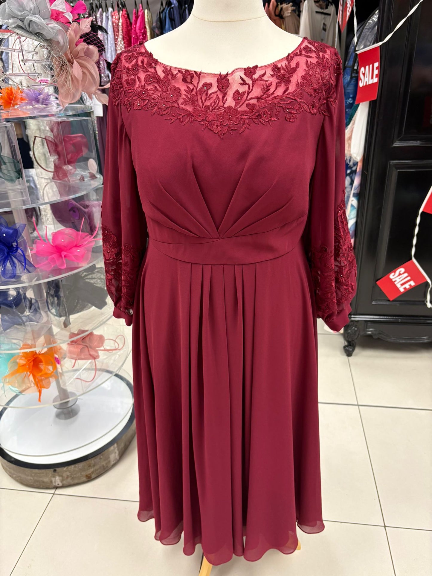 Gino Cerruti Burgundy Embroidered MOB Dress