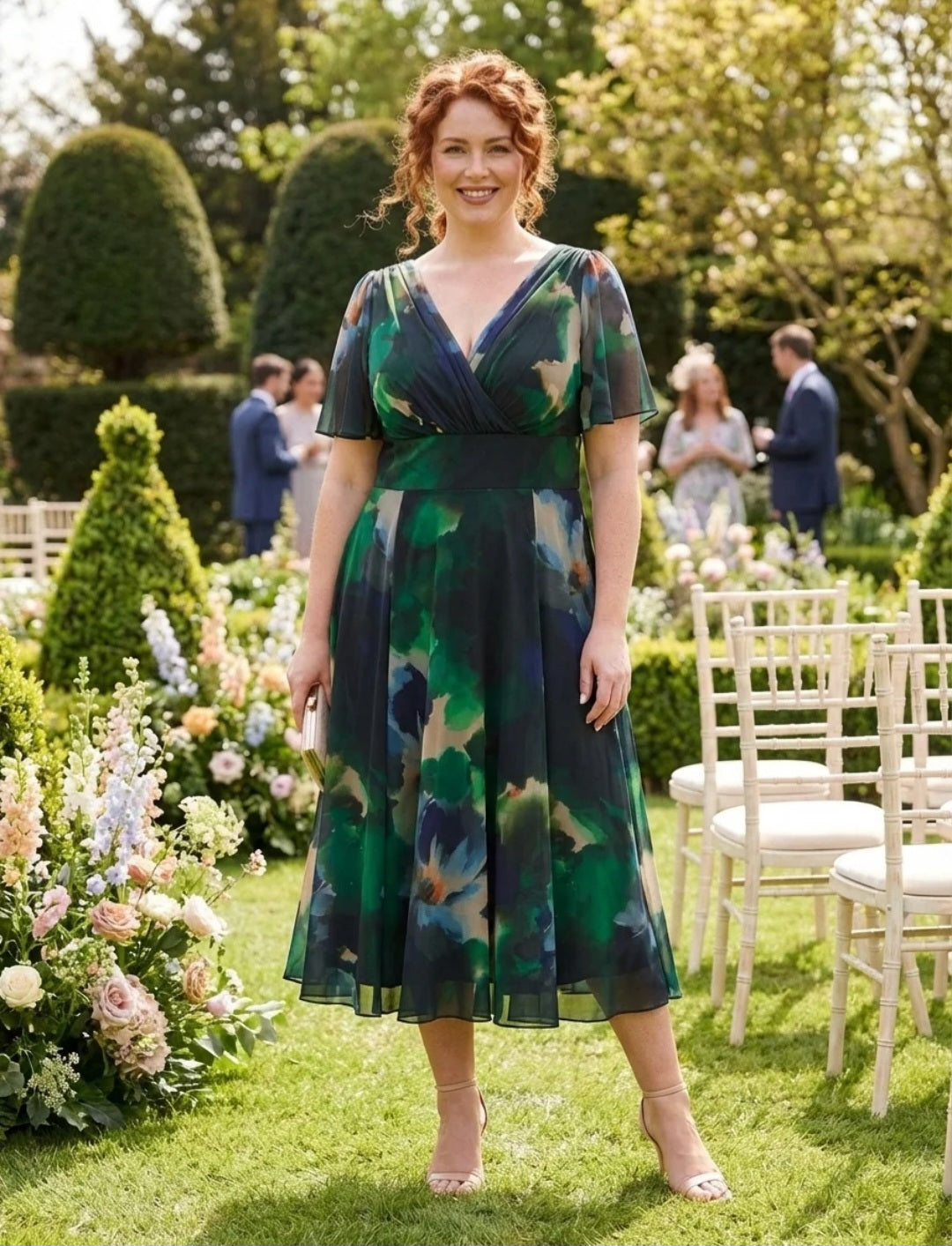 Scarlett & Jo Victoria Angel Sleeve Midi Dress