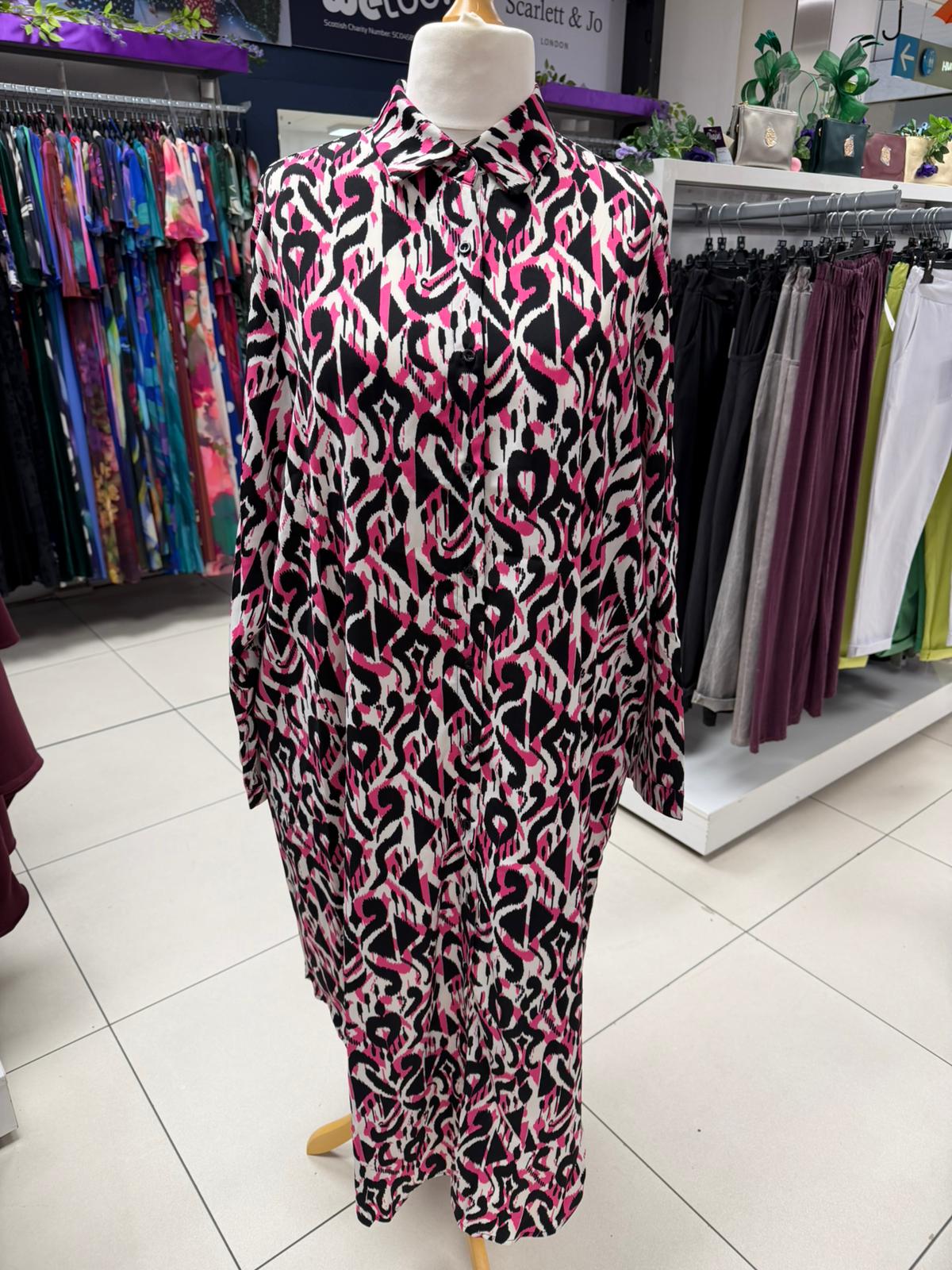 Malissa J Pink Abstract Oversized Shirt Dress