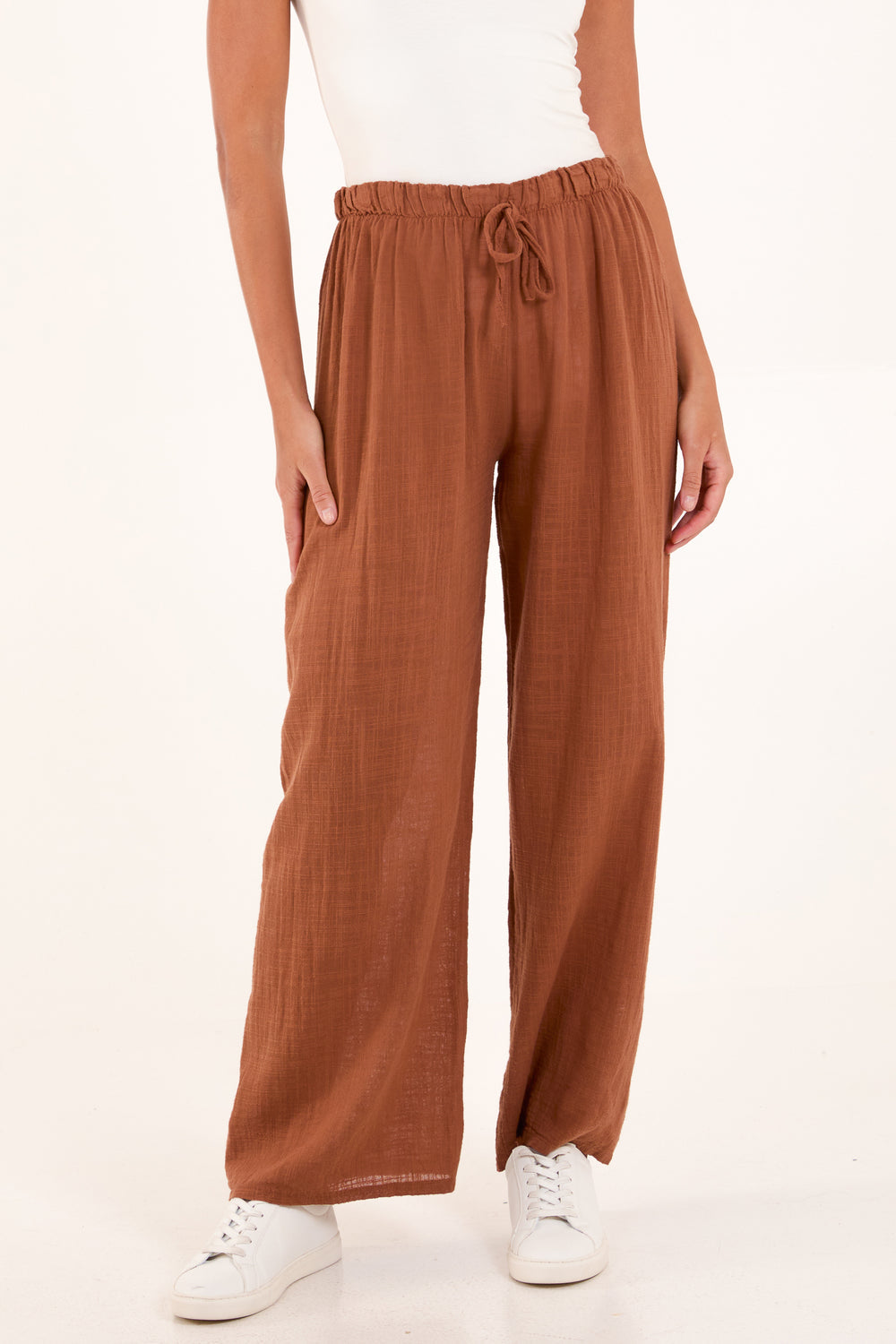 Cotton Wide Leg Trousers