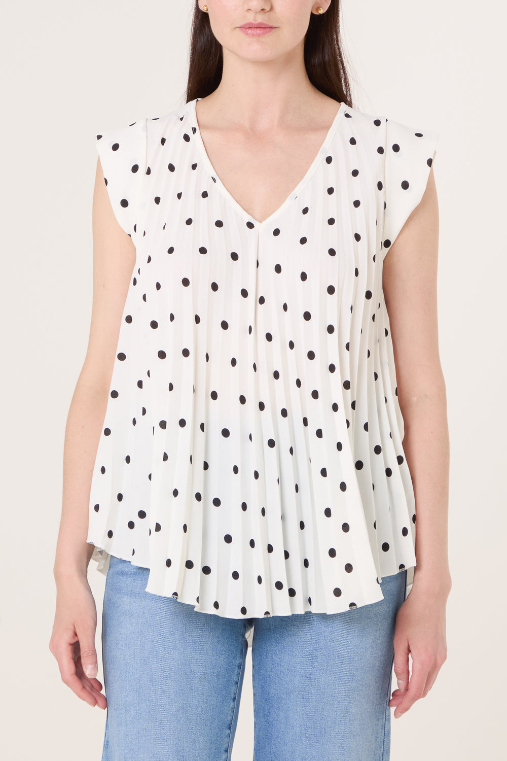 Polka Dot Cap Sleeve Top