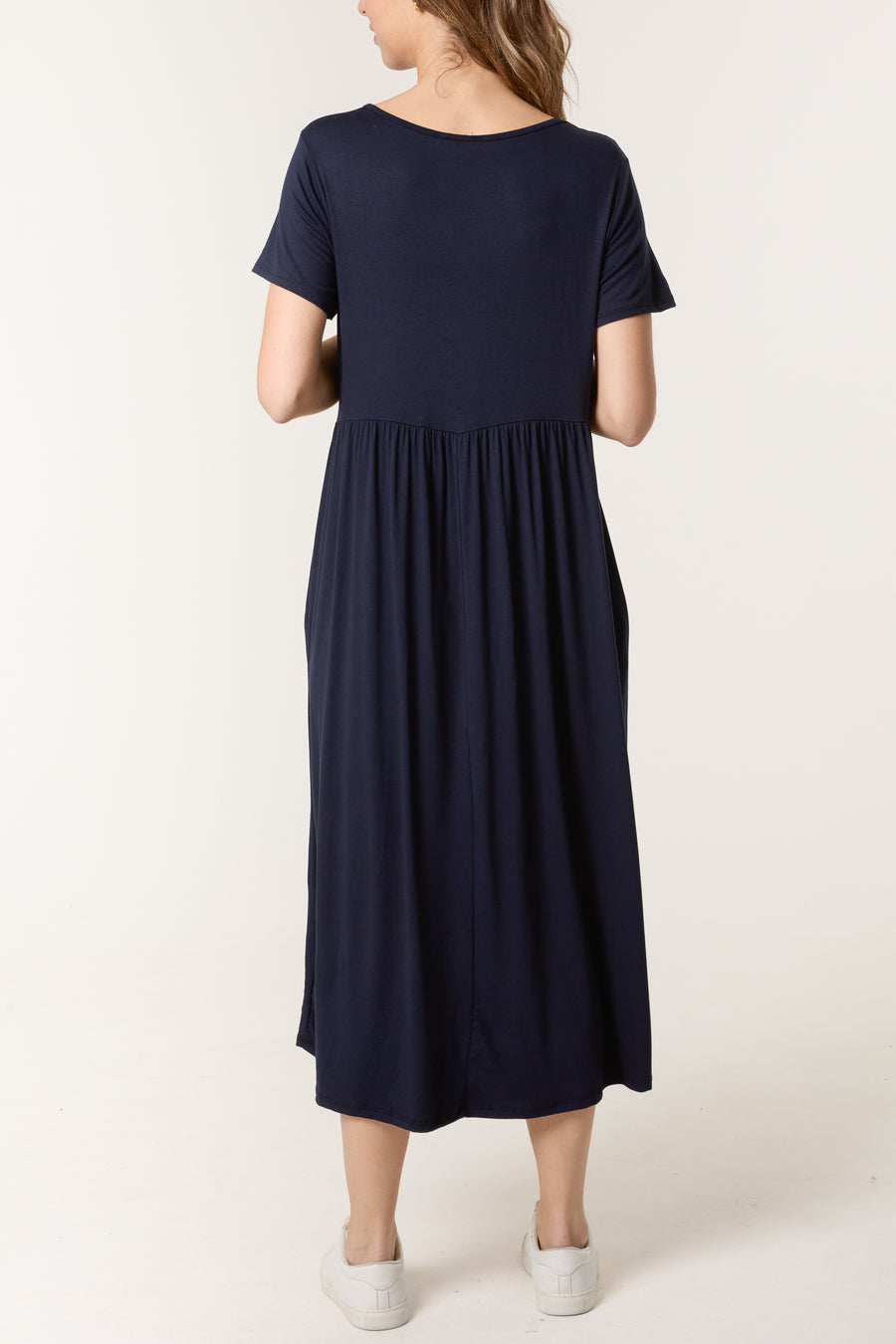 Round Neck Stretch Tiered Midi Dress