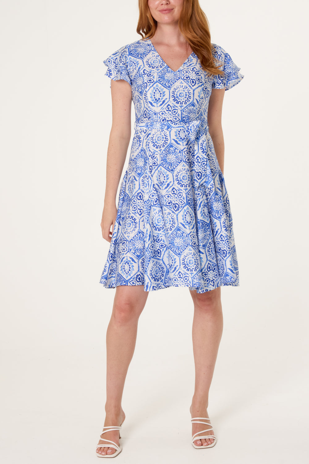 V Neck Godet Dress