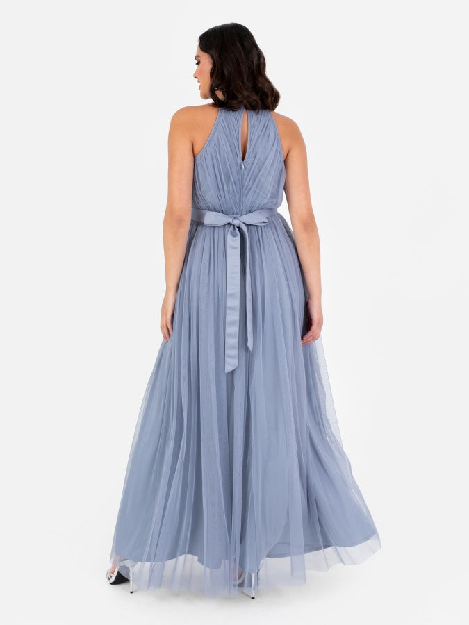 Anaya Slate Blue Halter Neck With Sash