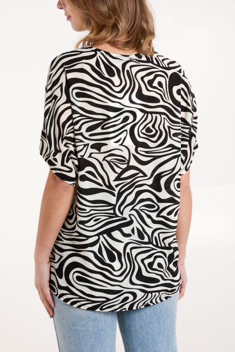 Short Sleeve Top With Abstract Print