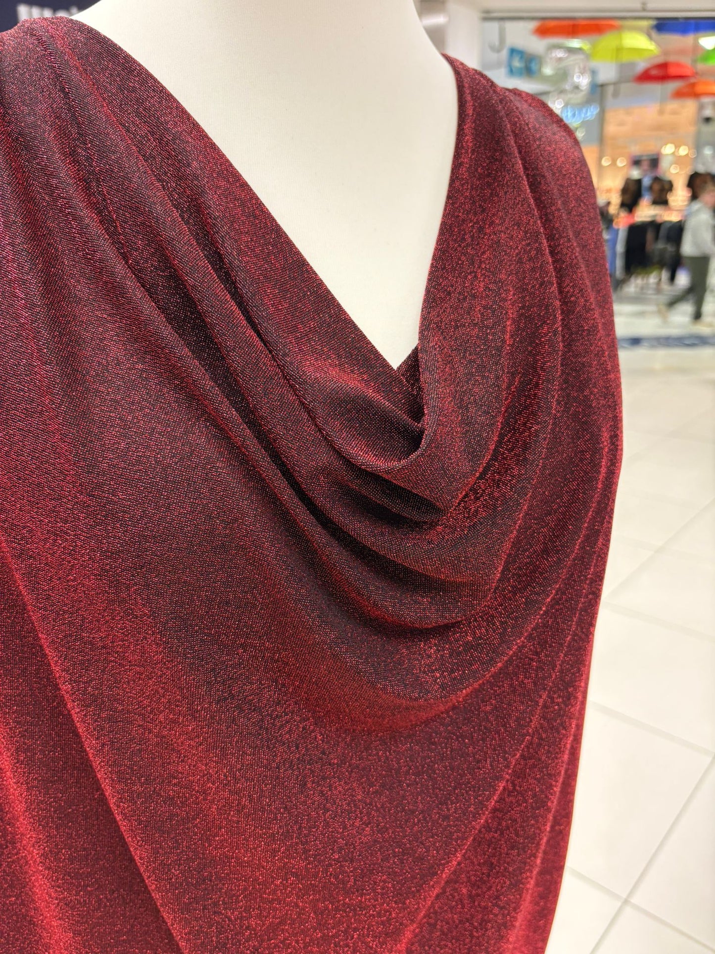 Sleeveless Shimmer Cowl Neck Top