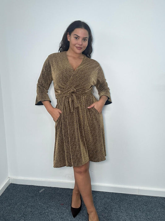 Lurex Faux Wrap Mini Dress