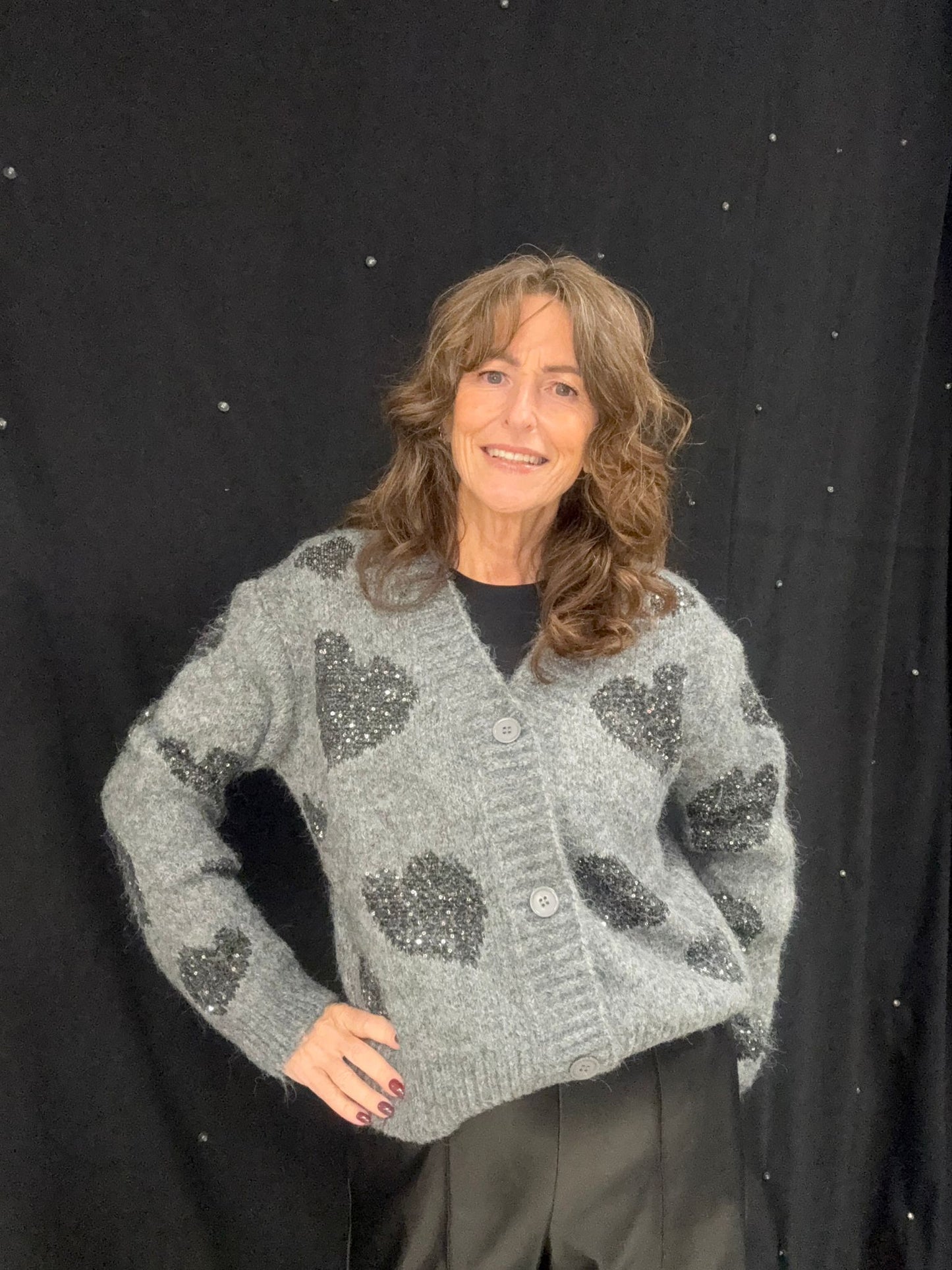 Sparkle Hearts Knit Cardigan