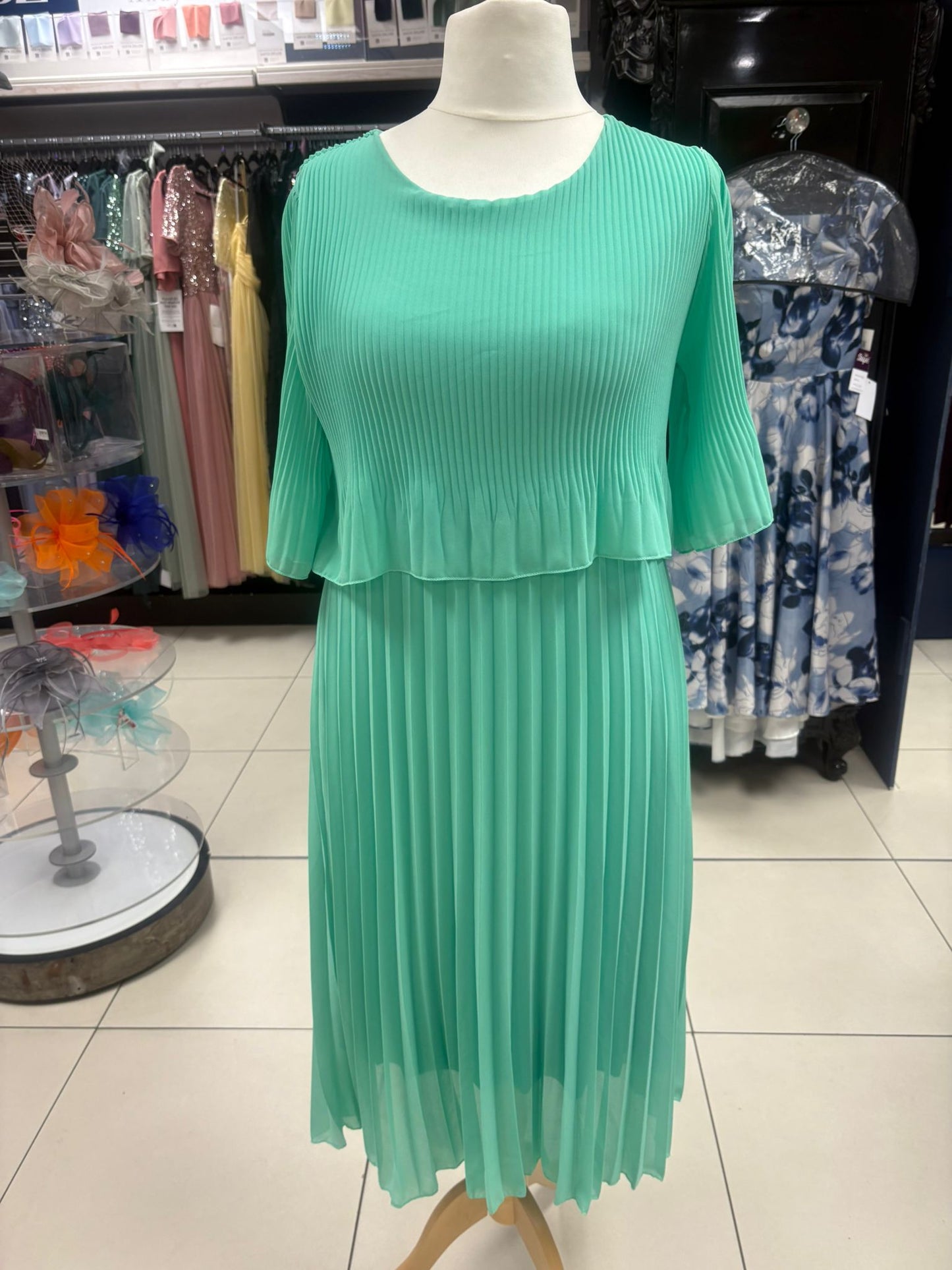 Pleated Midi Dress With Floaty Sleeves