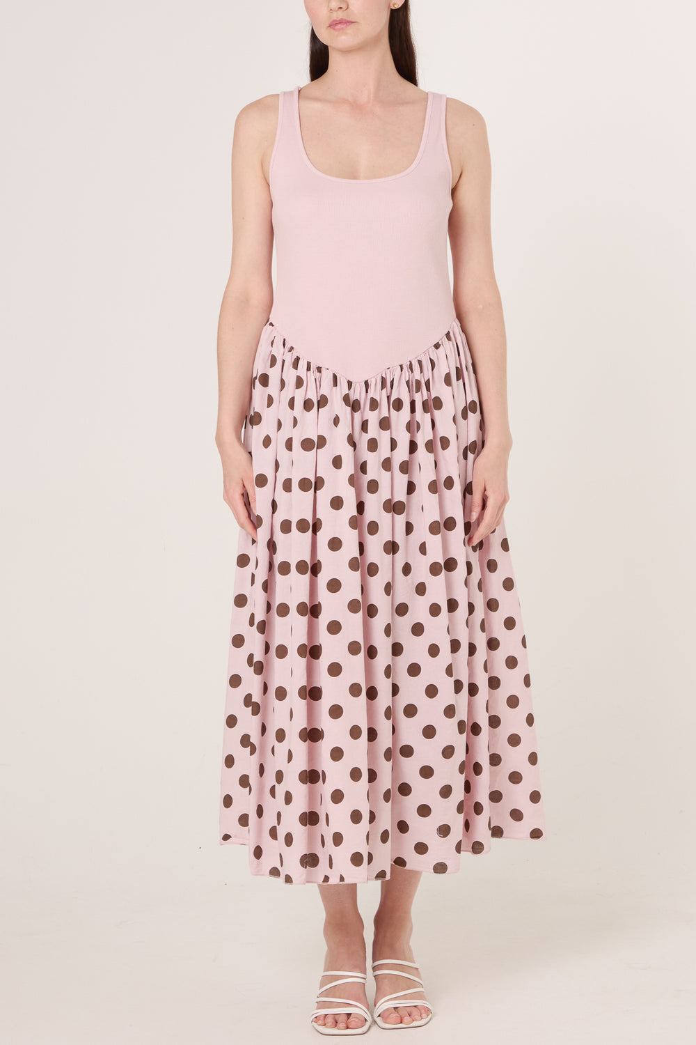 Polka Dot Vest Midi Dress