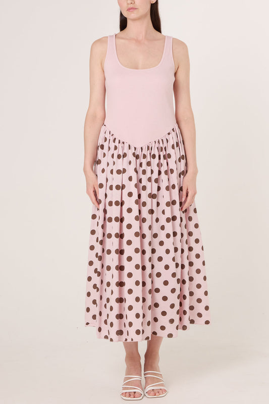Polka Dot Vest Midi Dress
