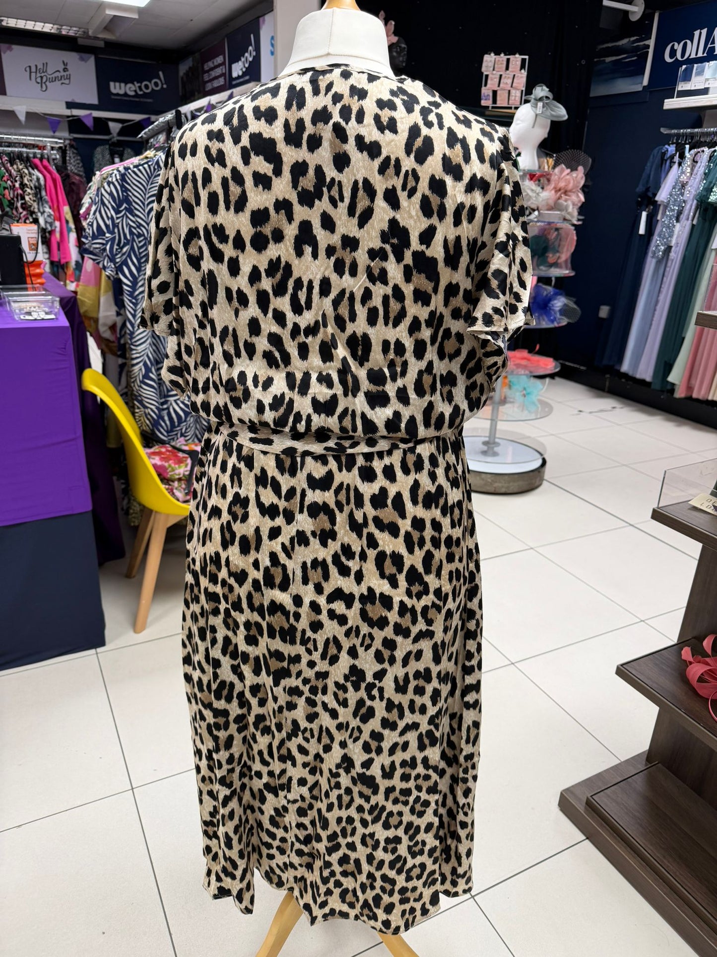 Malissa J Sateen Leopard Print Dress With Crossover