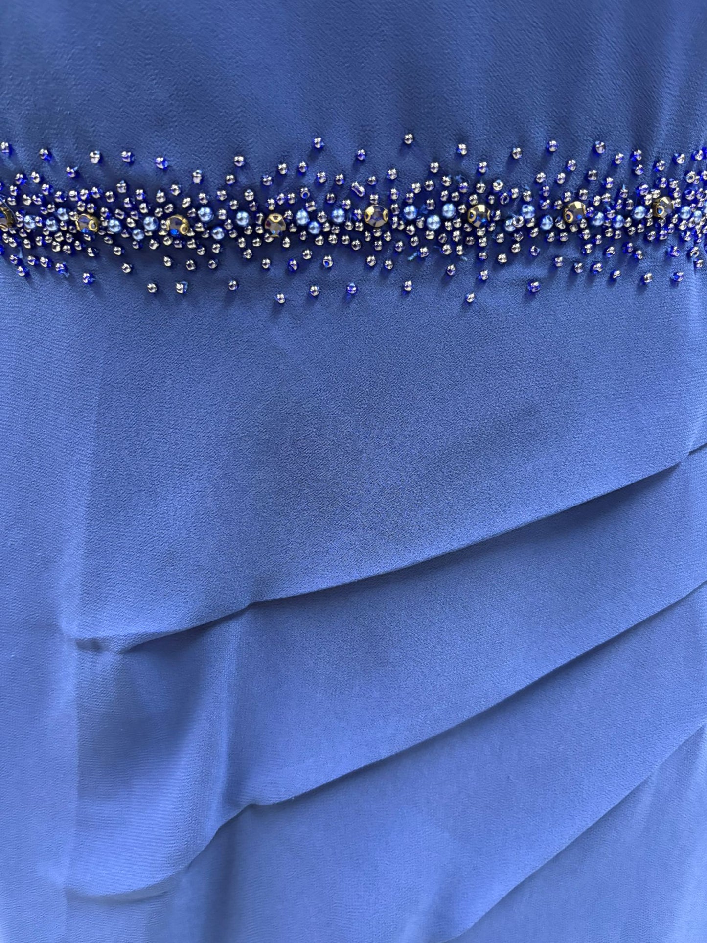 Gino Cerruti Blue Chiffon Beaded MOB Dress