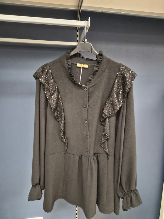 Frill Sequin Top