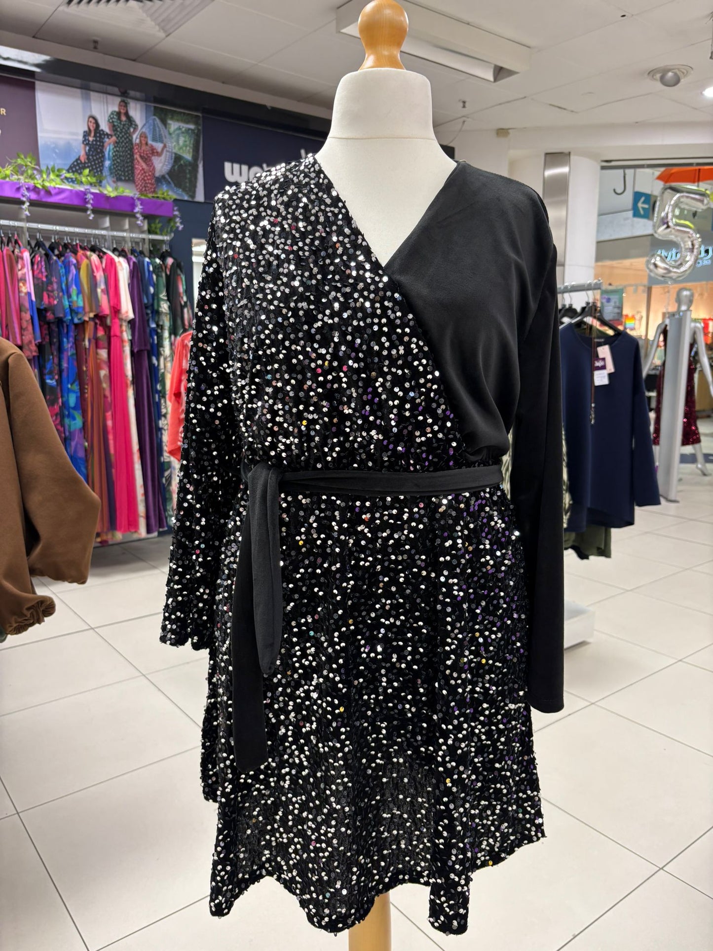 Half Sequin Mini Dress