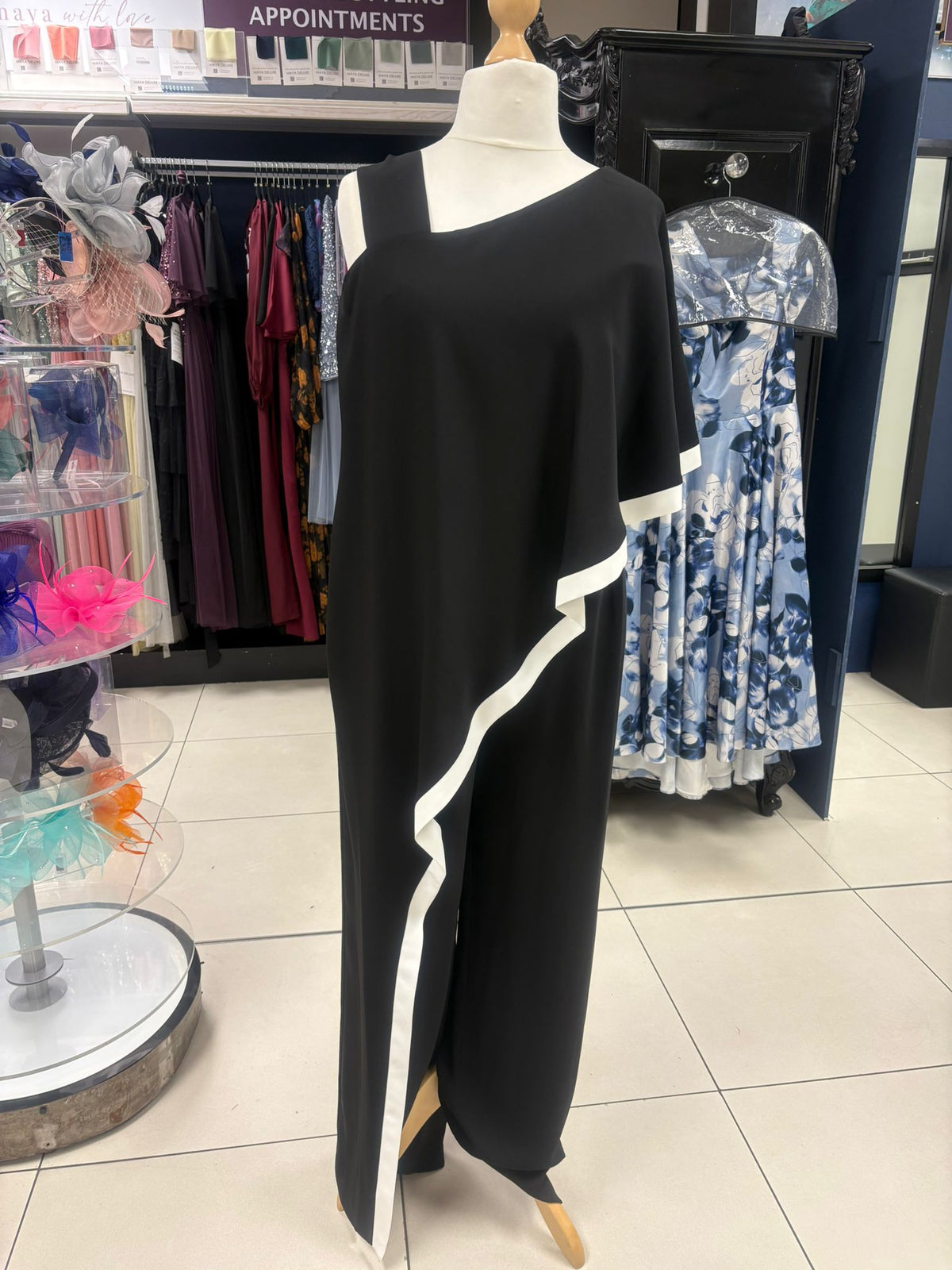 Lizabella Black Jumpsuit With White Trim