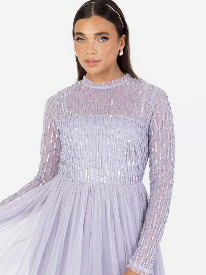 Maya Thistle Lilac Linear Embellished Maxi Dress