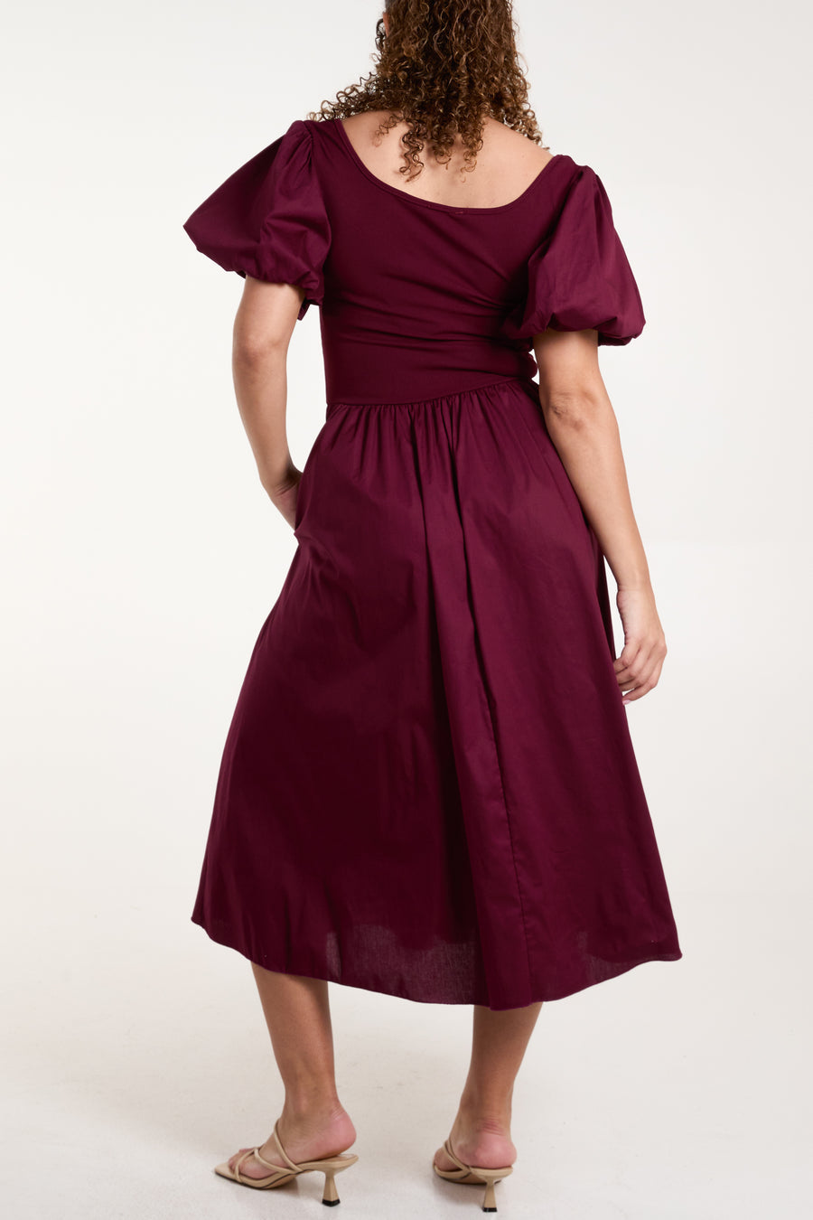 Puff Sleeve Bodice Midi Dress