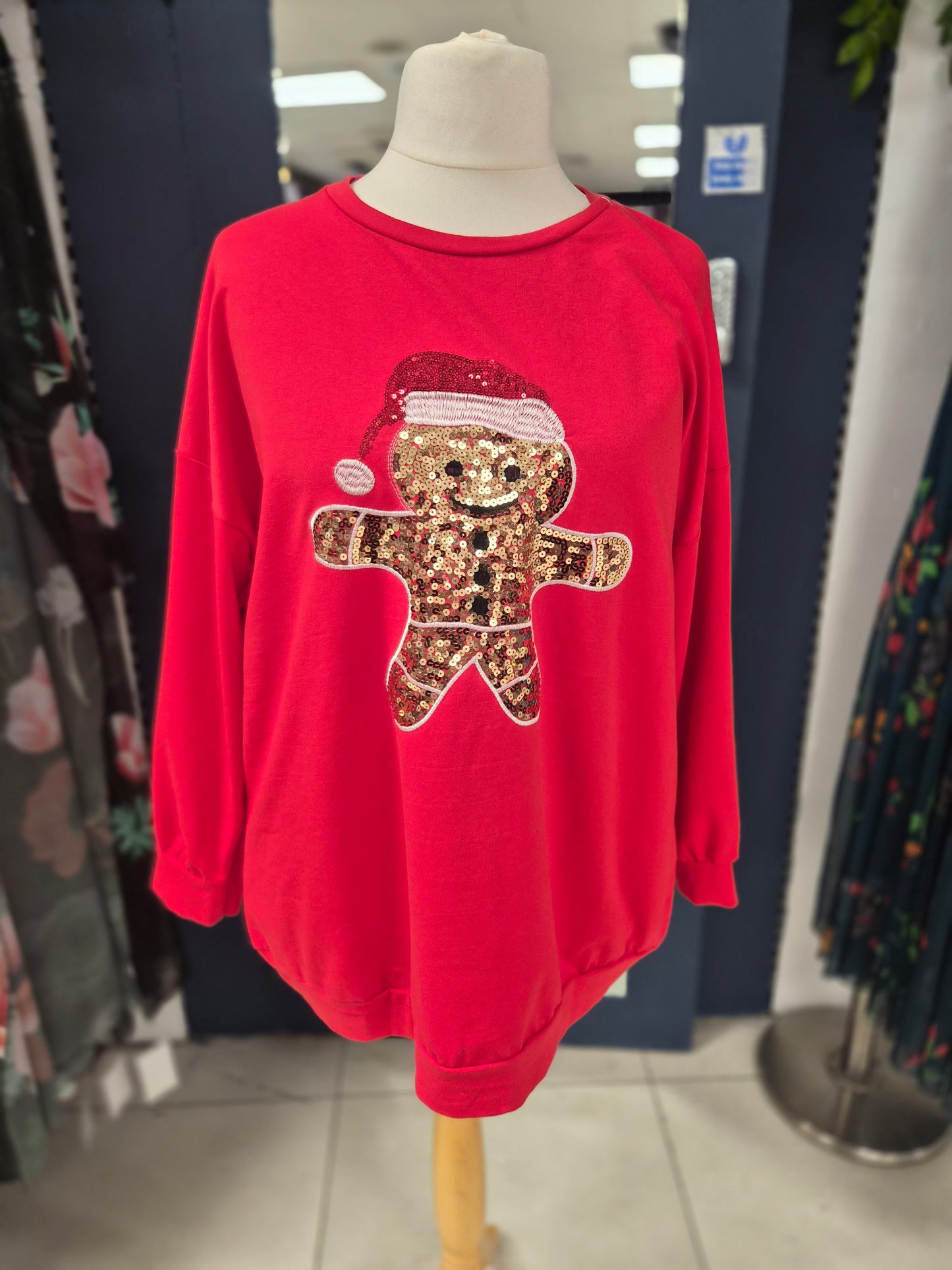 Sequin Gingerbread Man Christmas Jumper
