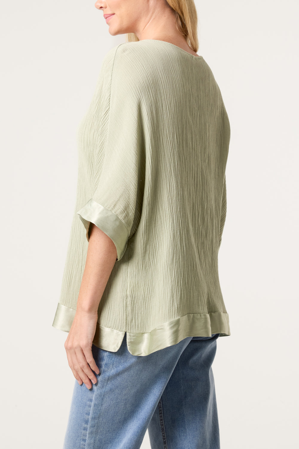 Crinkle Satin Hem Top