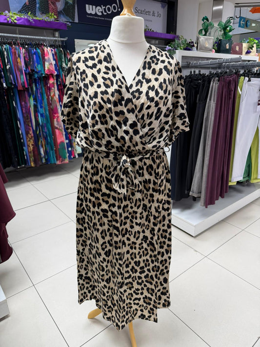 Malissa J Sateen Leopard Print Dress With Crossover