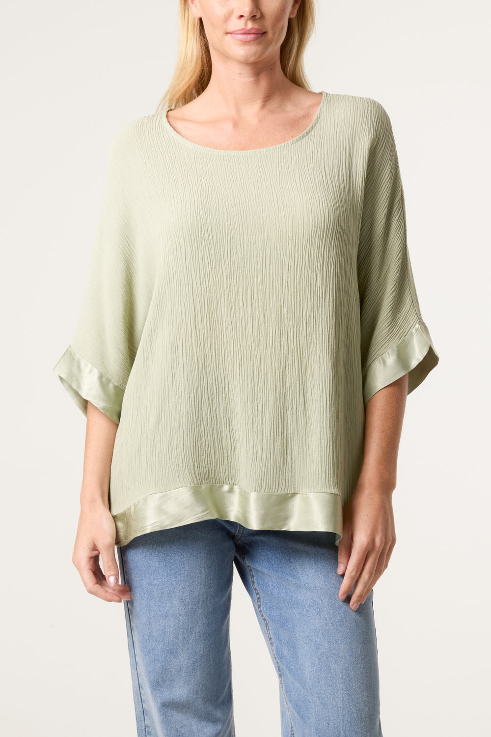 Crinkle Satin Hem Top