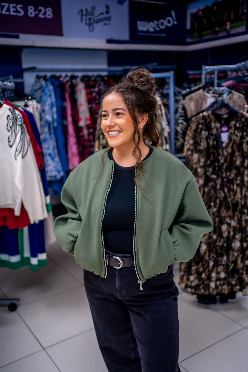 Soft Touch Zip Up Bomber Jacket