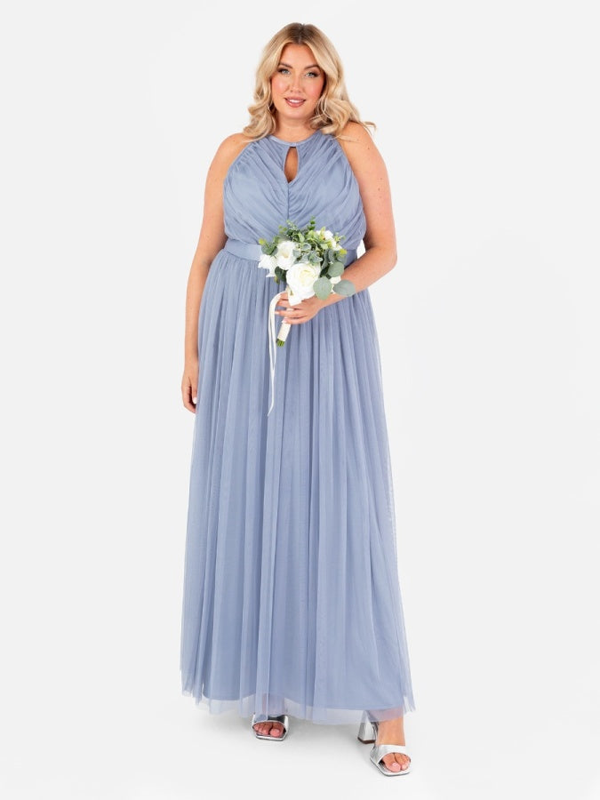 Anaya Slate Blue Halter Neck With Sash