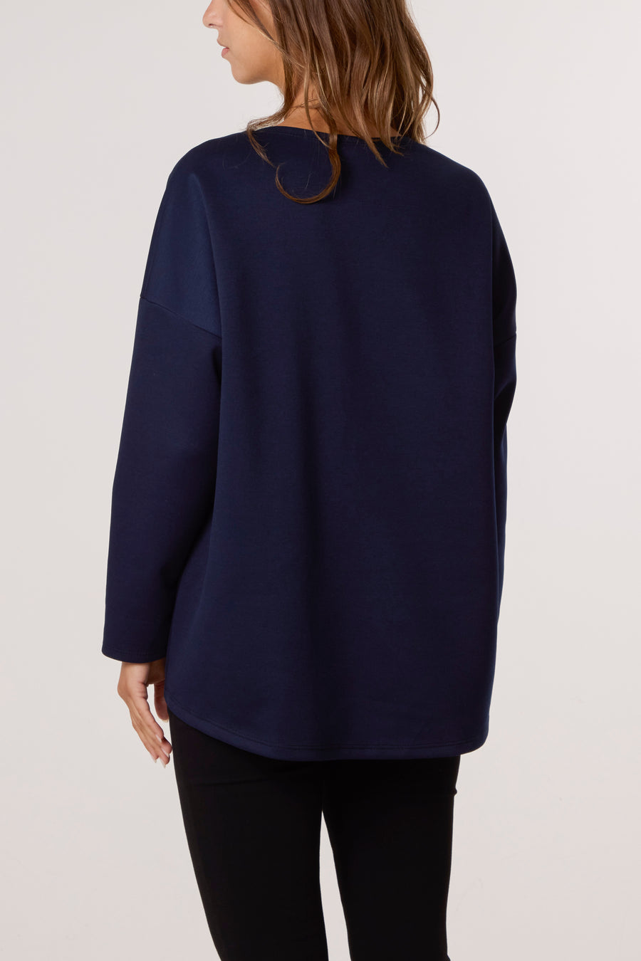 Soft Touch Plain Sweatshirt With Necklace