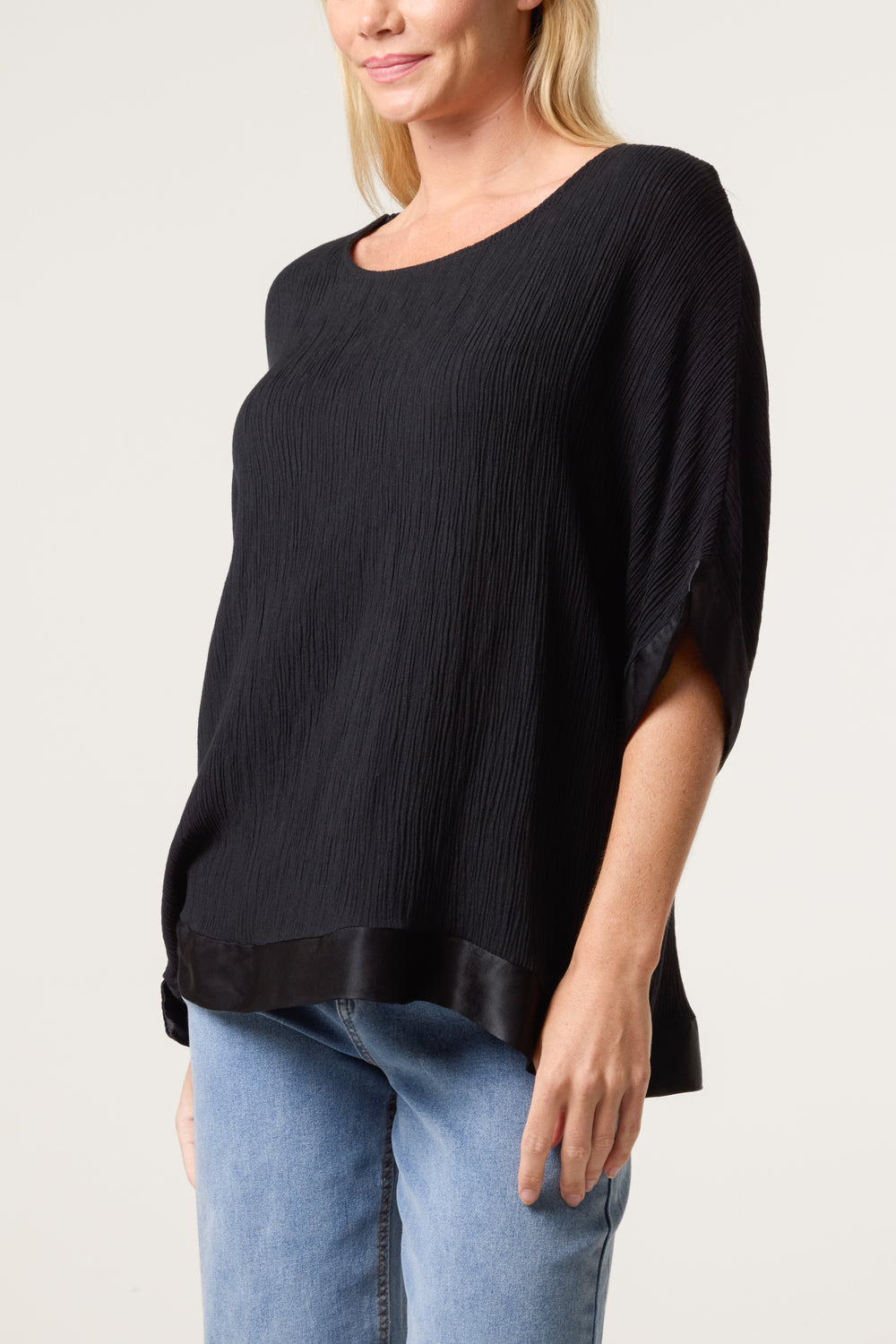 Crinkle Satin Hem Top
