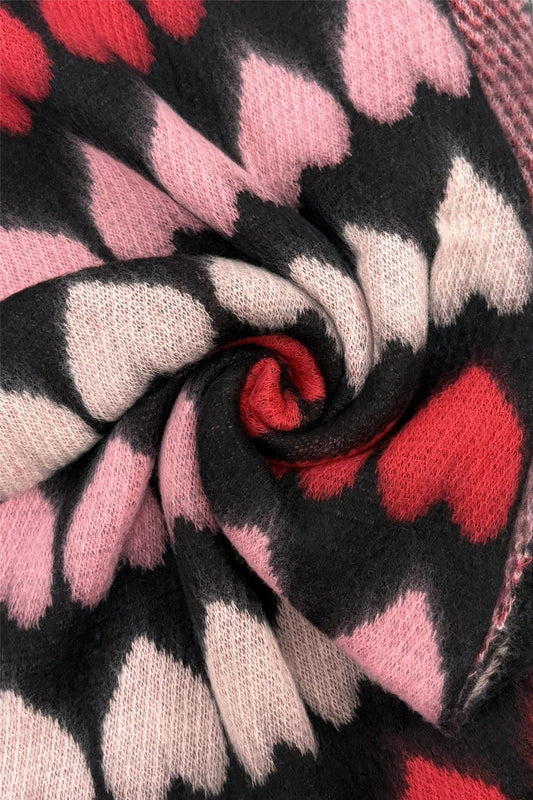 Love Heart Knitted Wool Scarf