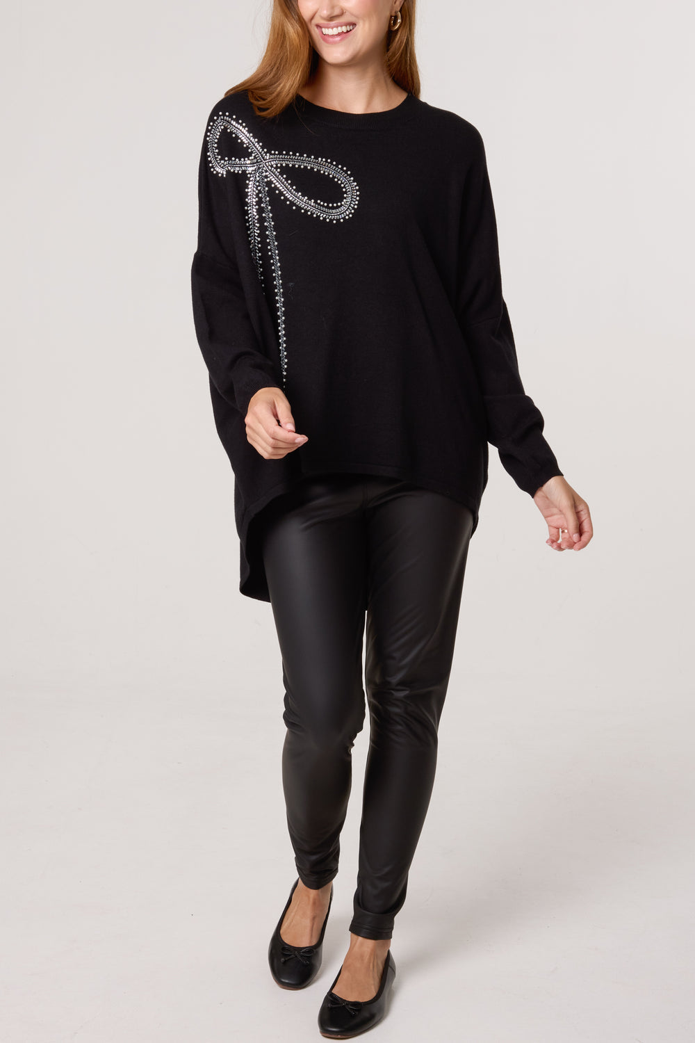 Embellished Bow Crew Neck Jumper