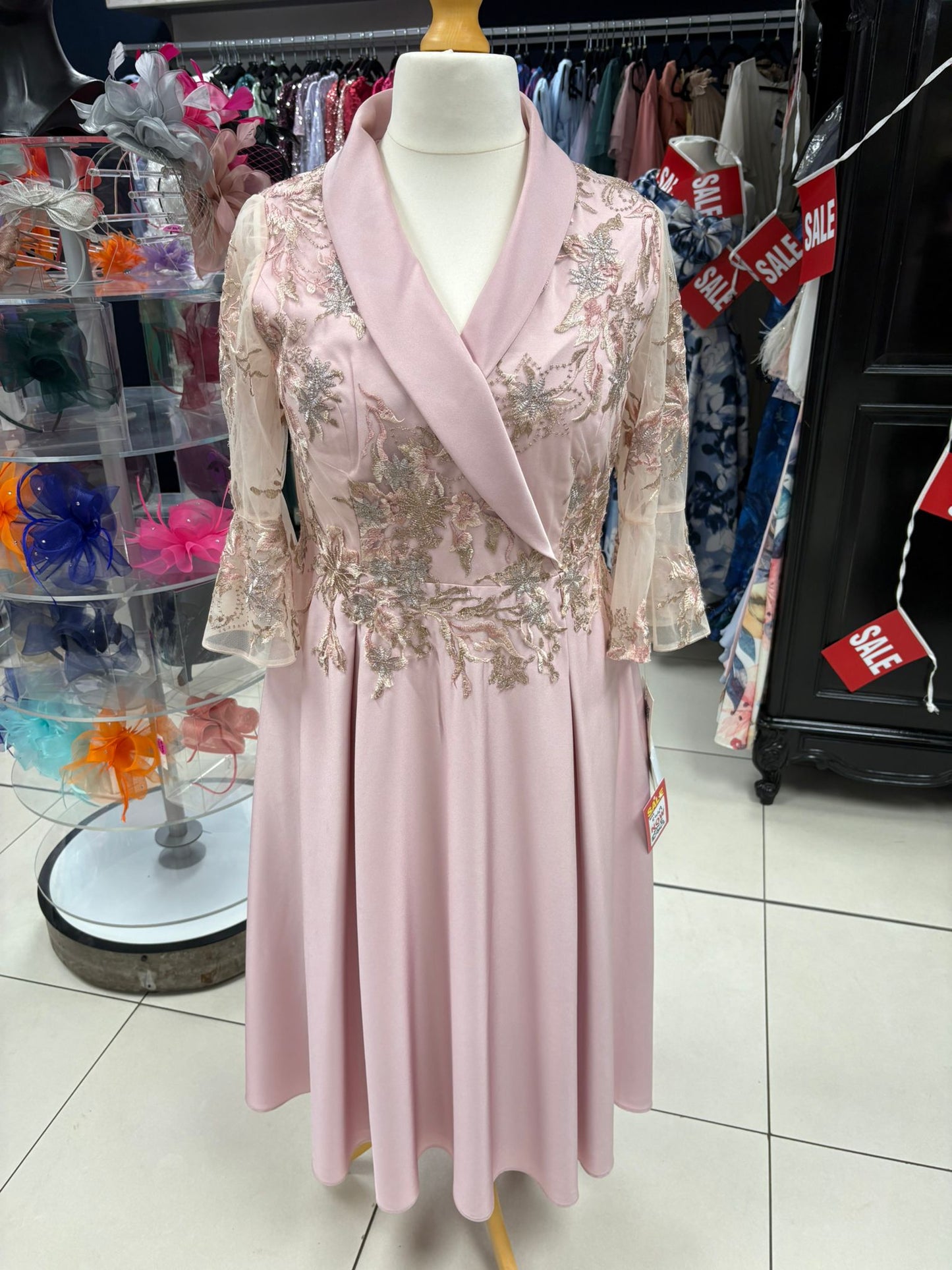 Gino Cerruti Pink Embroidered MOB Dress