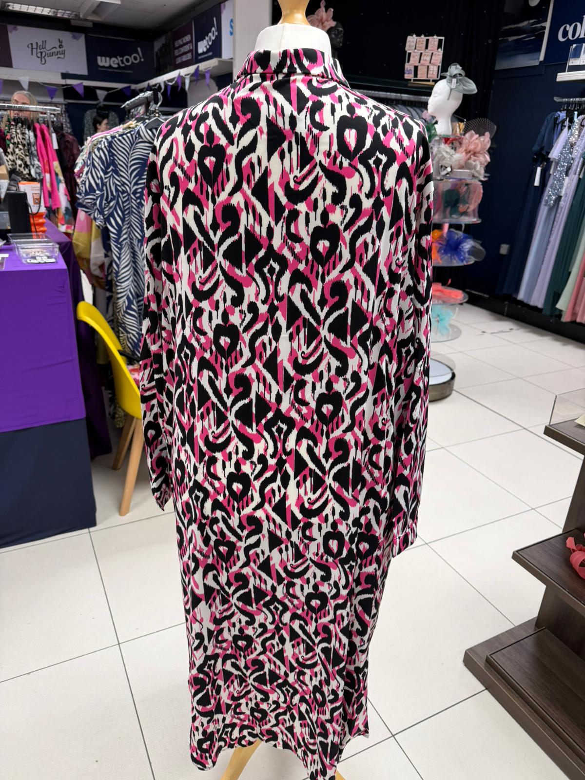 Malissa J Pink Abstract Oversized Shirt Dress
