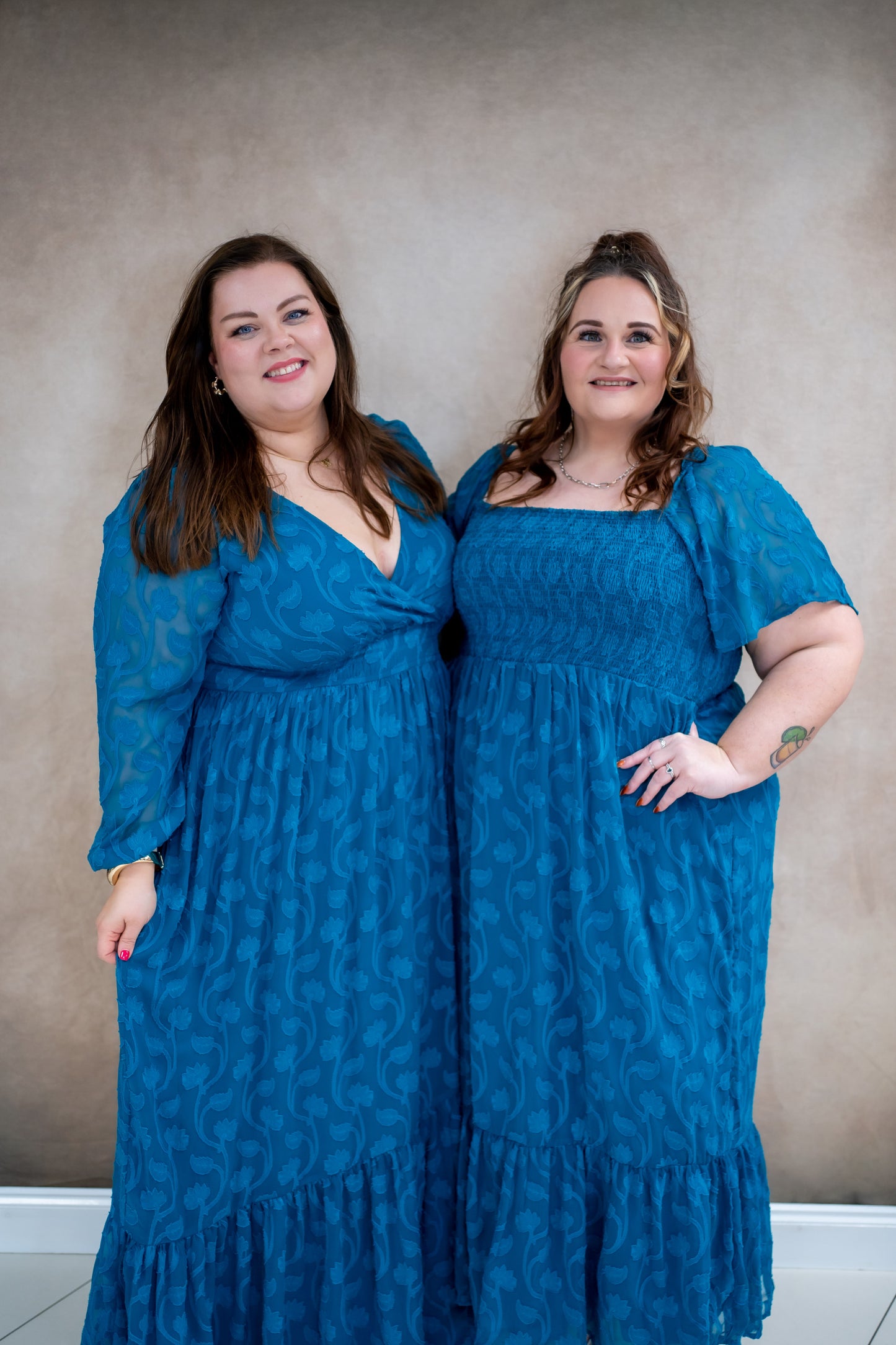 Lovedrobe Teal Burnout Shirred Maxi Dress