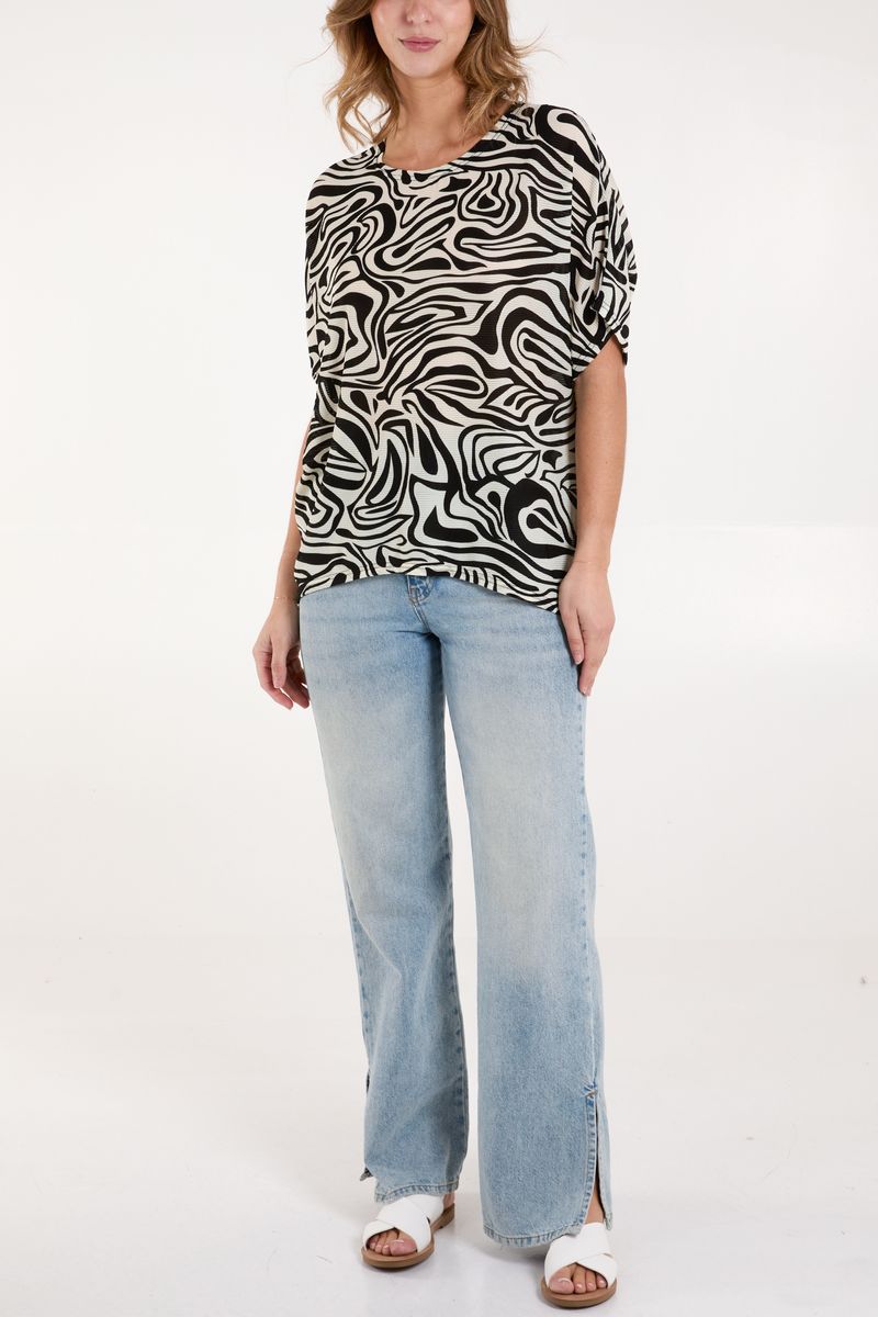 Short Sleeve Top With Abstract Print