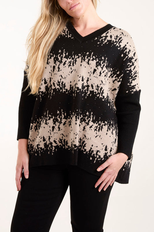 V Neck Animal Print Jumper