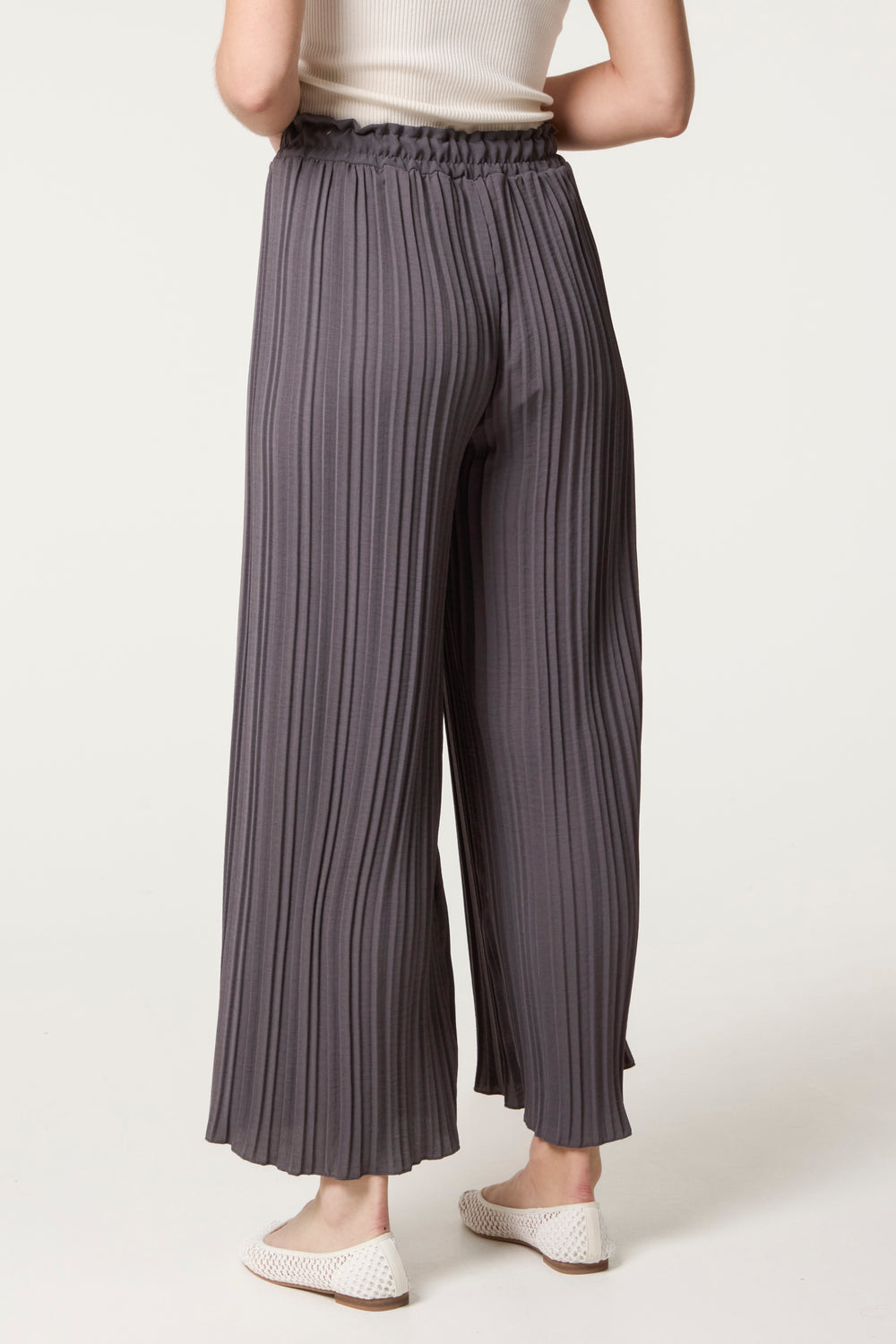 Plisse Wide Leg Trousers