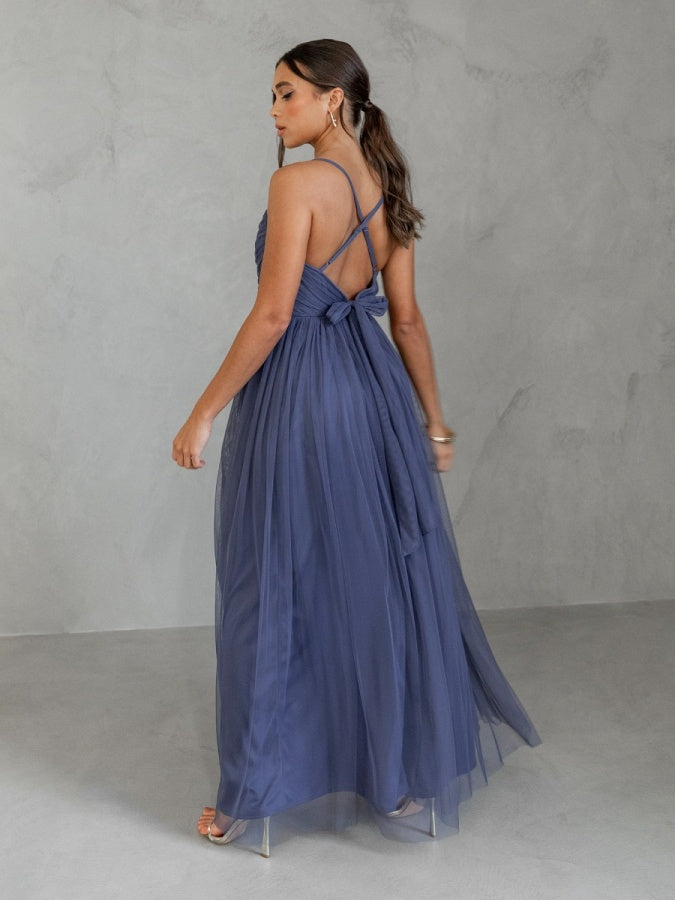 Anaya Indigo Blue Cami Maxi Dress With Bow Back