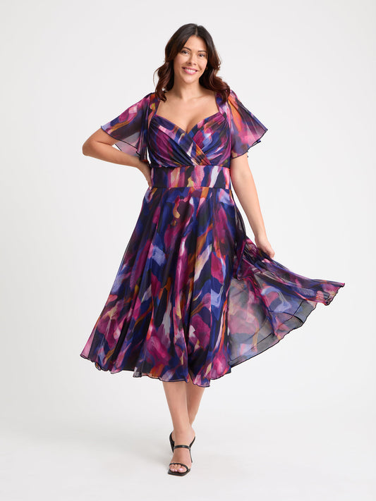 Scarlett & Jo Liz Blue Multi Bolero Midi Dress