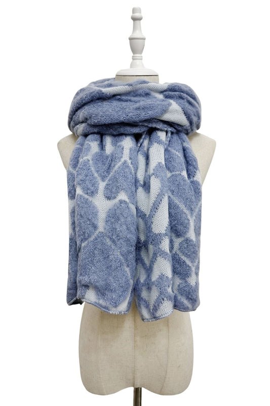 3D Love Heart Wool Scarf